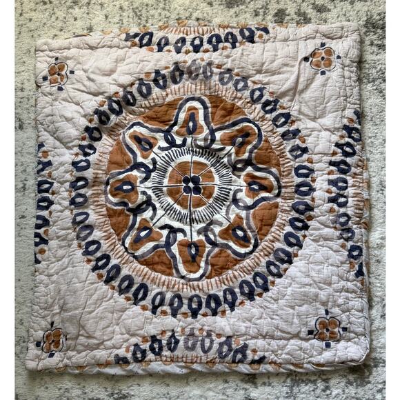 Urban Outfitters Blue and Brown Medallion Boho Euro Sham - Picture 1 of 4